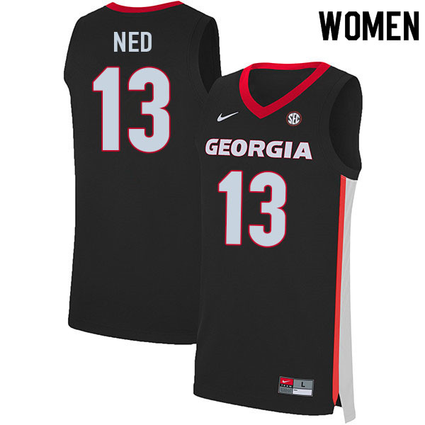 Women #13 Jonathan Ned Georgia Bulldogs College Basketball Jerseys Sale-Black